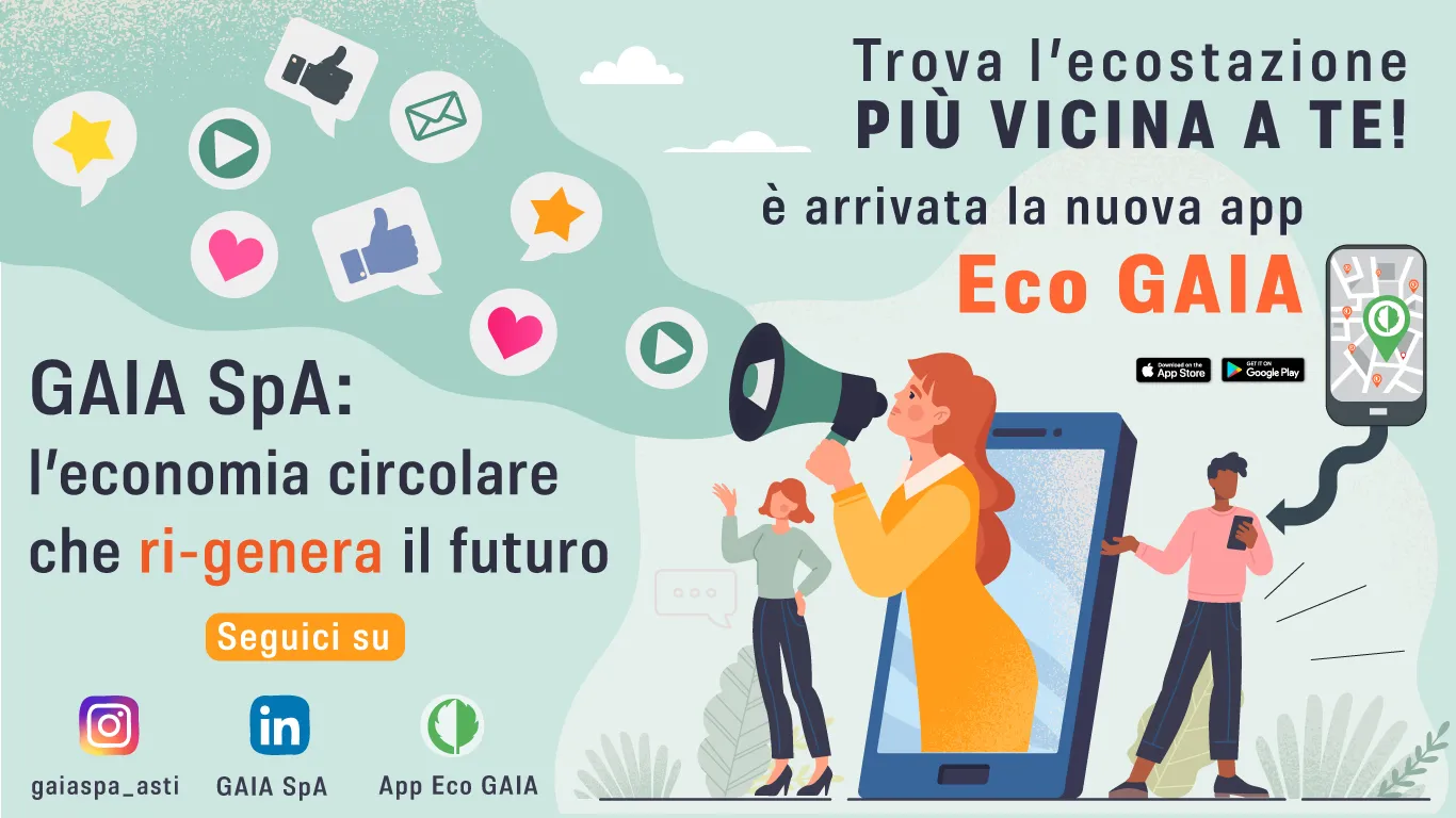 Gaia spa sui social network e con l'app ECO GAIA per sensibilizzare alla corretta gestione dei rifiuti e ai benefici dell'economia circolare