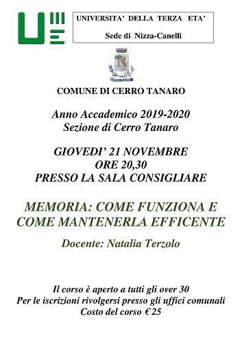 Università della Terza Età - Anno Accademico 2019-2020